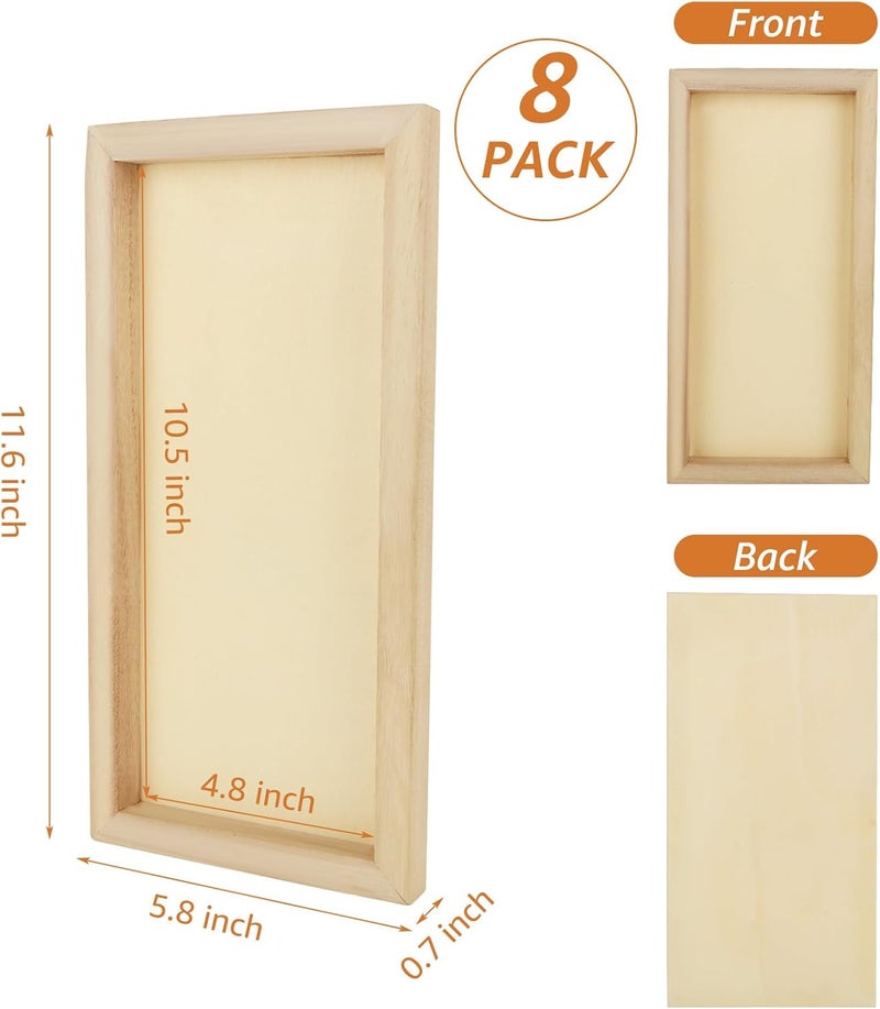 APACALI Unfinished Wood Canvas Boards for Painting - Blank Square Cradled Panels for Mixed-Media Craft & Art Supply - Acrylics (12x6 in - 8 PCS) - Image 2
